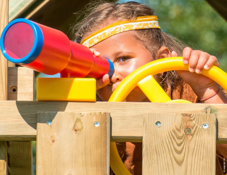 Jungle Cirque | Wooden climbing frame with slide & market stall