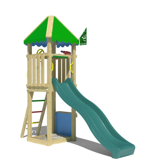 Jungle Cirque | Wooden climbing frame with slide & market stall