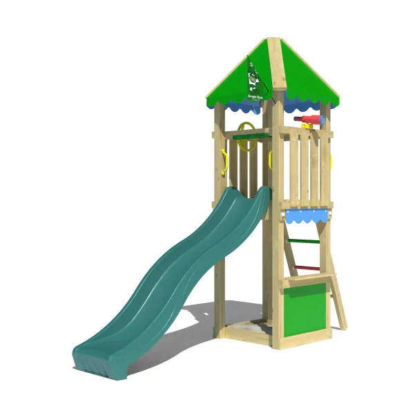 Jungle Cirque | Wooden climbing frame with slide & market stall