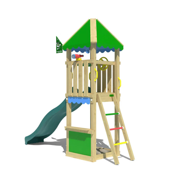 Jungle Cirque | Wooden climbing frame with slide & market stall