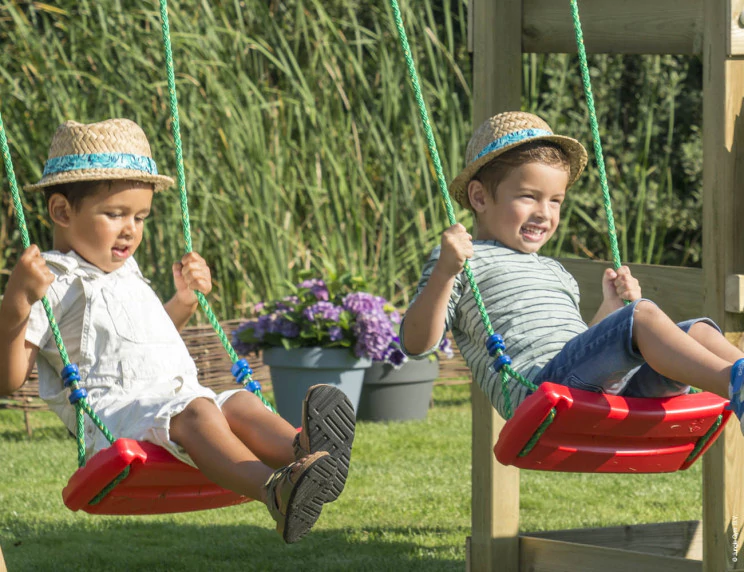 Jungle Hut | Wooden climbing frame with swings & climbing net Jungle Hut | Wooden climbing frame with swings & climbing net