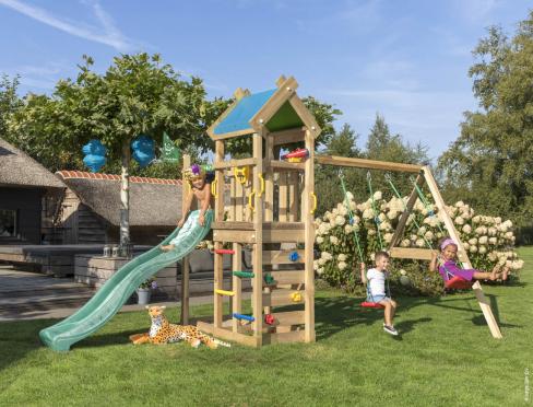 Jungle Nomad | Wooden climbing frame with double swing