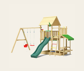 Garden climbing frame with swings and slide